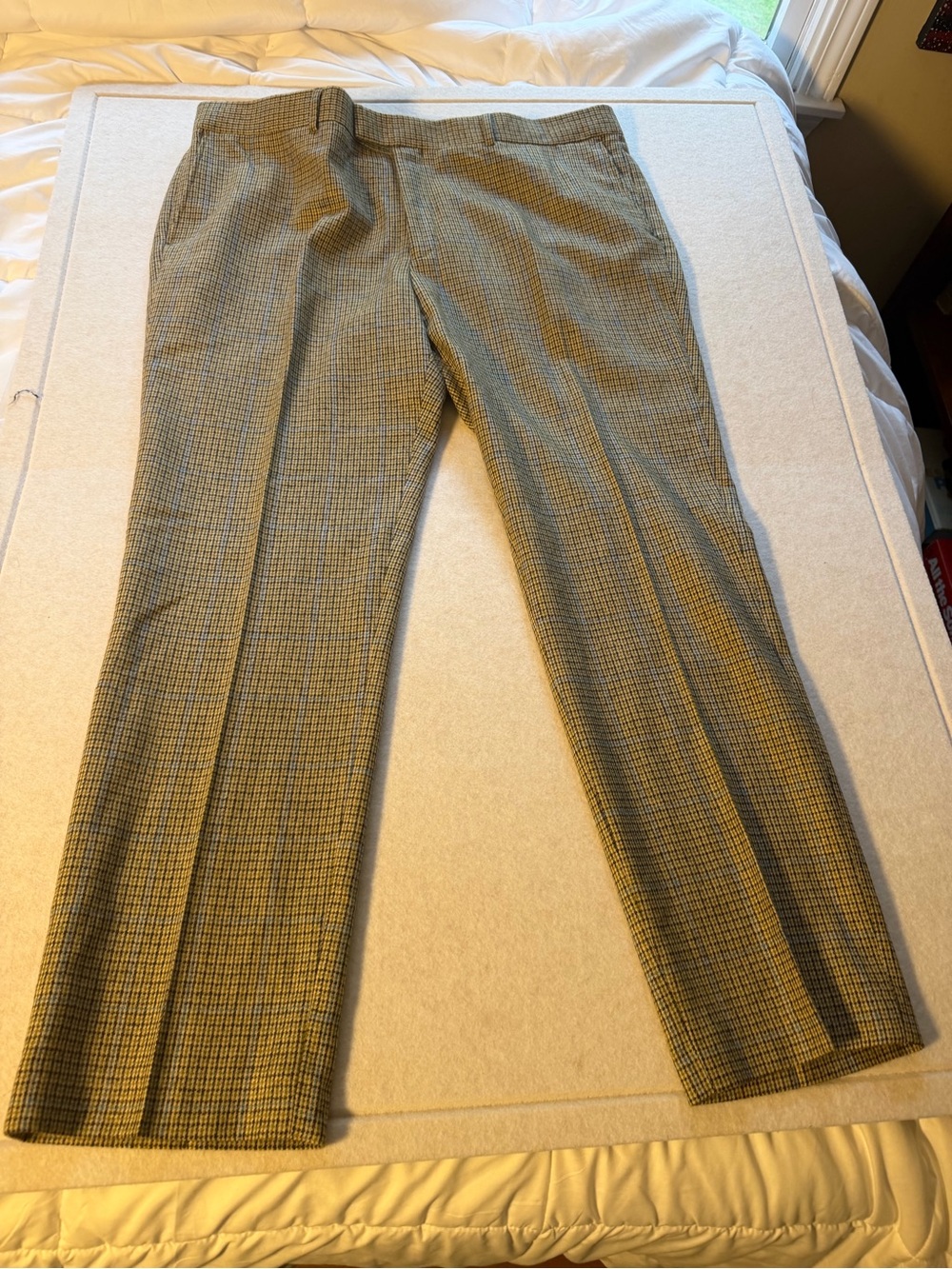 Men's Brook Taverner Tweed Glen Plaid Dress pants brown 42x31